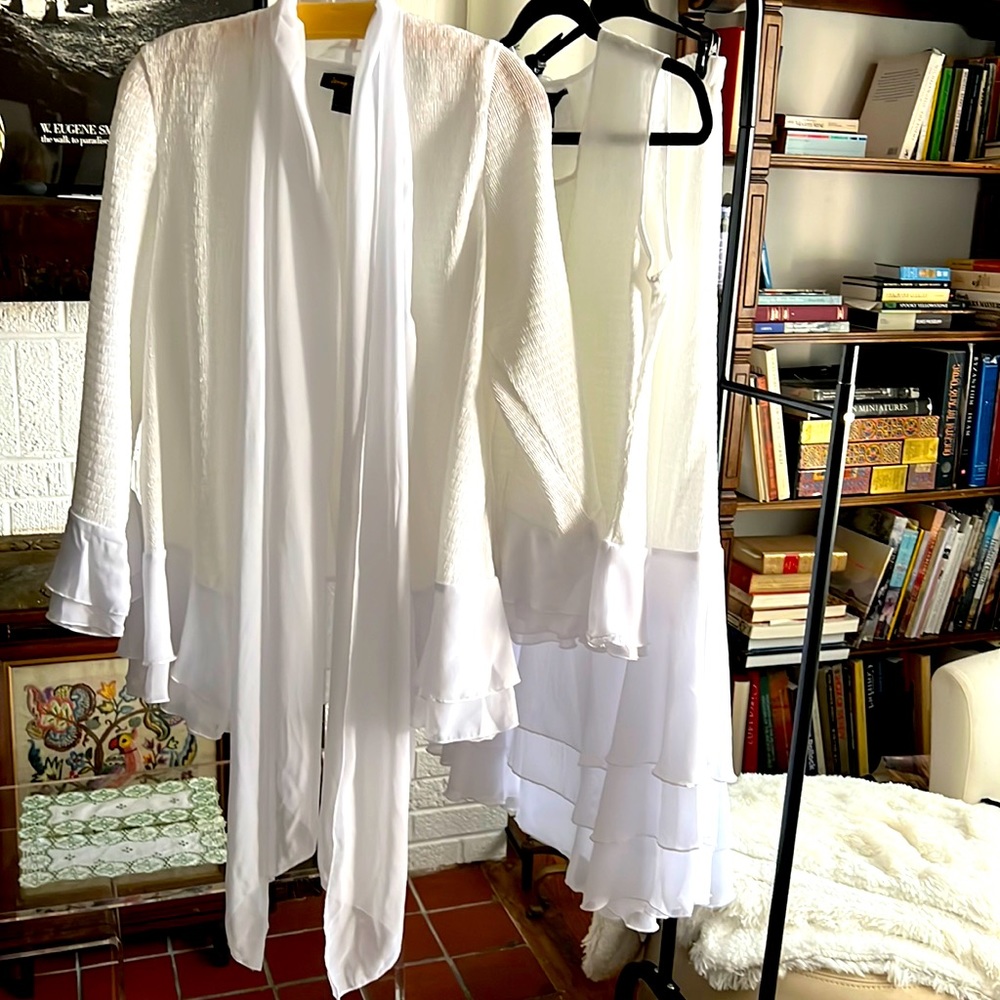 Snow White by Jerry T in 3 Pieces, skirt, shell, jacket in M stretchy & sheer.